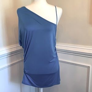 Wilster one shoulder top in soft blue jersey fabric